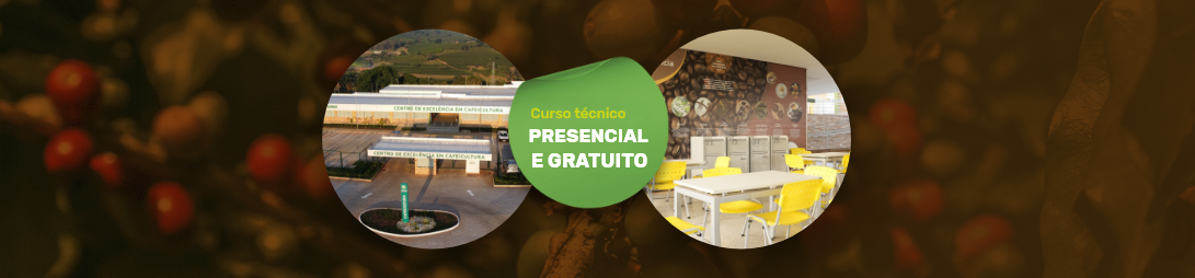 Banner com imagens do curso técnico em cafeicultura de Varginha MG